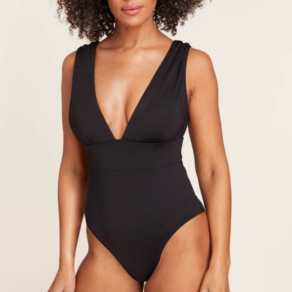 Black Deep-V One Piece Swimsuit | Andie Size Medium